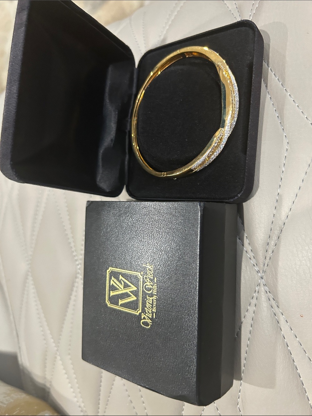 Victoria Wieck Gold and Silver-Tone Hinged Bangle Bracelet
